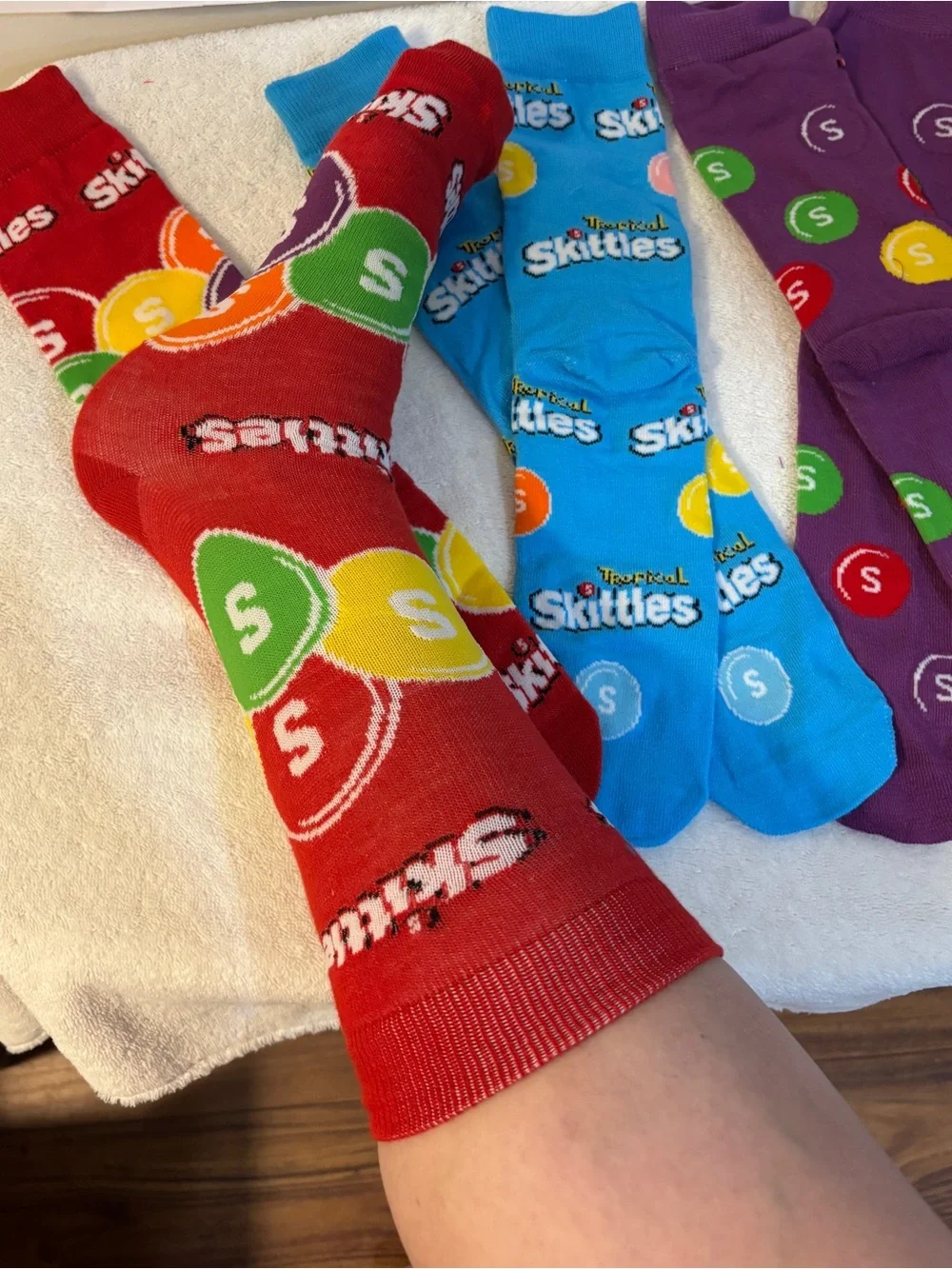 Skittles socks - 4 pairs - adult size - 5-9 men’s and crew length